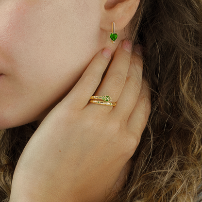 Viridis: Green gemstone heart leverback earrings